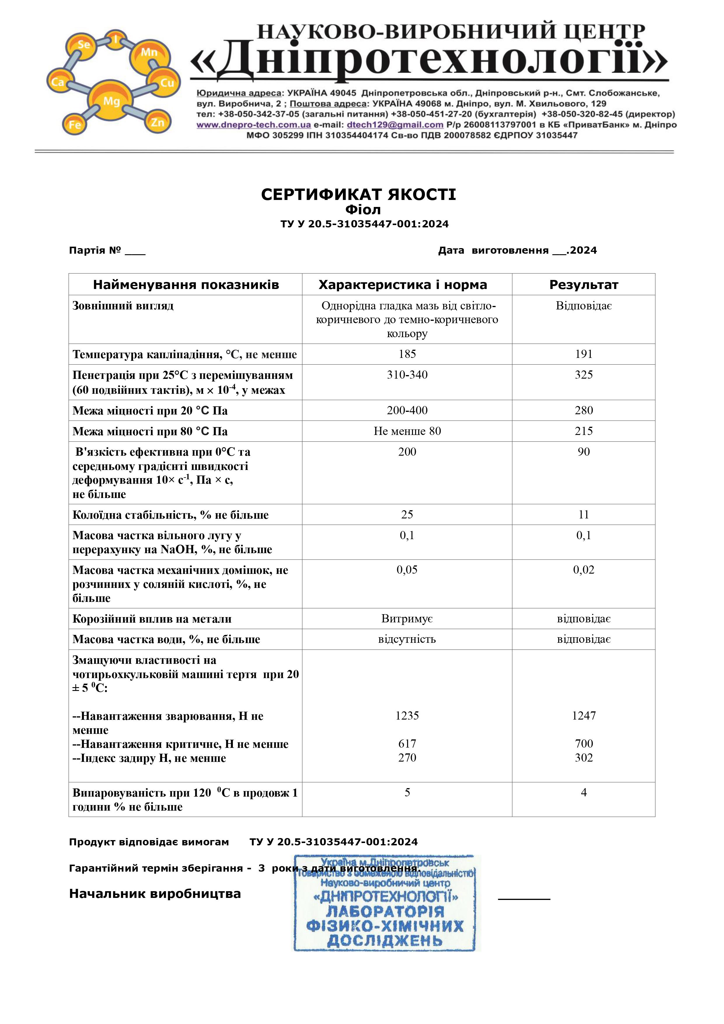 Сертифікат Фіол